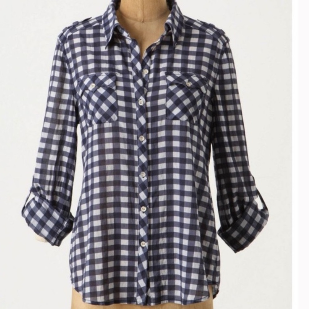 Sanctuary lightweight blue & white check top M